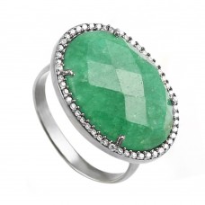 Vintage emerald oval Cut Cocktail Cubic Zirconia Ring